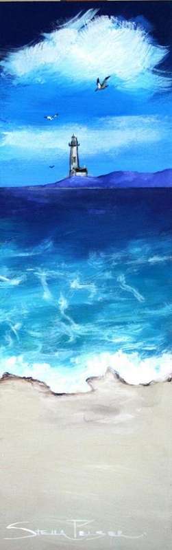 CRAZY R1!!! Original Stella Pelser - "Sea-scape with Light House 02" - 475  x 150