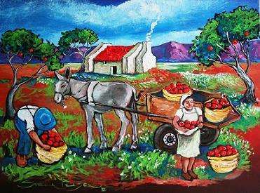 - INVESTMENT ART  - Original Stella Pelser (1976-) "Boland - Vrugte Tyd!" 400 x 300
