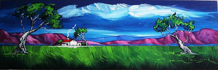 - INVESTMENT ART  - Original Stella Pelser (1976-) Boland - Groen Koring Land!" - 475 x 150