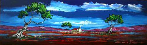 - INVESTMENT ART  - Original Stella Pelser (1976-) "Boland Plaas na die Reen! " 475 x 150