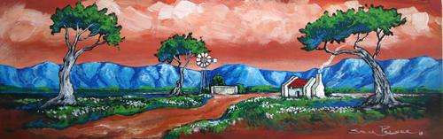 - INVESTMENT ART -Original Stella Pelser (1976-) Boland  - Plaas Pad! 475 x 150