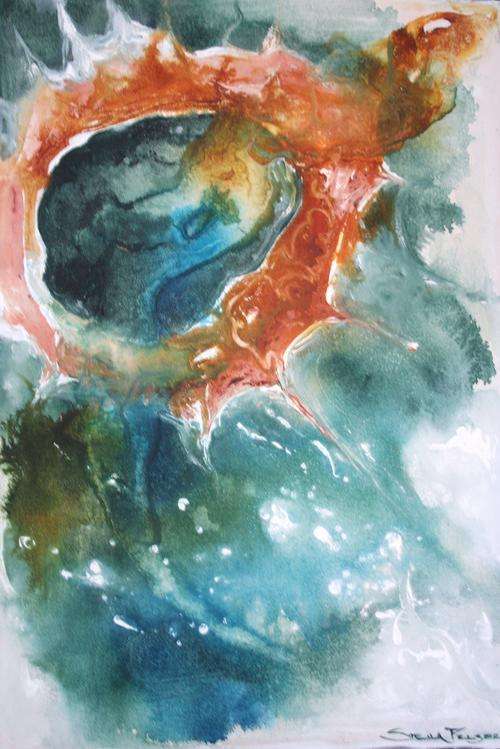STELLA PELSER ORIGINAL - Abstract Artwork on Canvas - "Ocean Odyssey- 02" - 500 x 350 mm