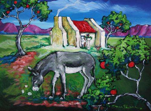Original Stella Pelser(1970) - Boland - Donkie by Lemoen Bome!" 400 x 300 x 9mm