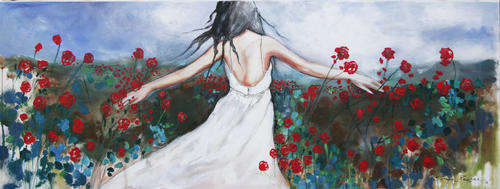 INVESTMENT ART - Original Stella Pelser (1970-) "Serene Accord" LARGE - 122 x 45 cm , Not Framed.