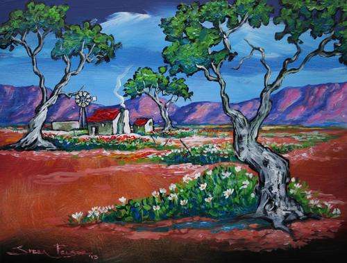Original Stella Pelser(1970) - " Bolandse Rooidak Huisie!" 400 x 300 x 6mm