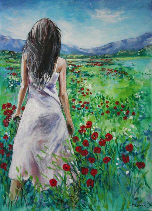 INVESTMENT ART - Original Stella Pelser (1970-) "Serenity ", LARGE - 80 x 60 cm,Not Framed.