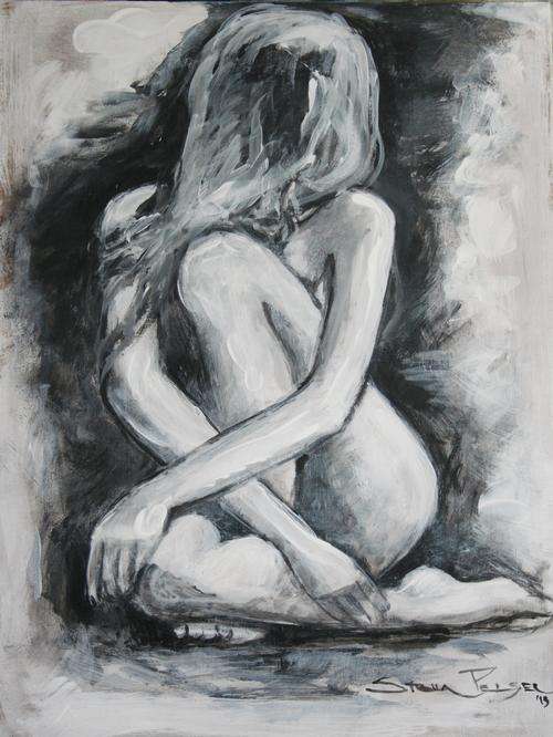 Original Stella Pelser(1970) - "Figure Study - Muse" 400 x 300 x 6mm