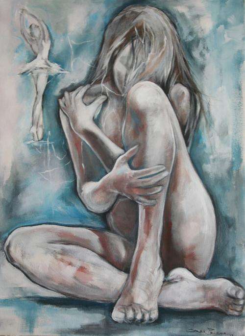 An Original Stella Pelser (1970-)  "The Dancer " Large, 80 x 60cm on Canvas