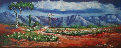Original Stella Pelser(1970) - "Boland - Voetpadtjie na die dam!" 620 x 250 x 9mm