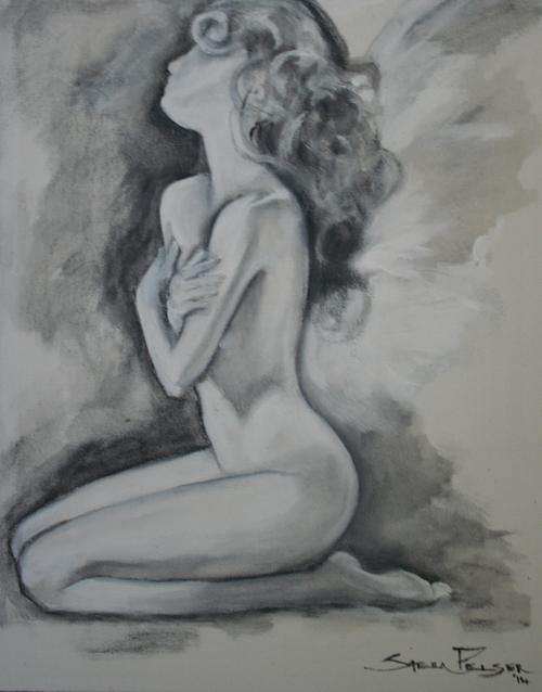 Soft and Elegant - Original Stella Pelser (1970-) "Nude - Embrace"  - 51 x 41cm, on Canvas