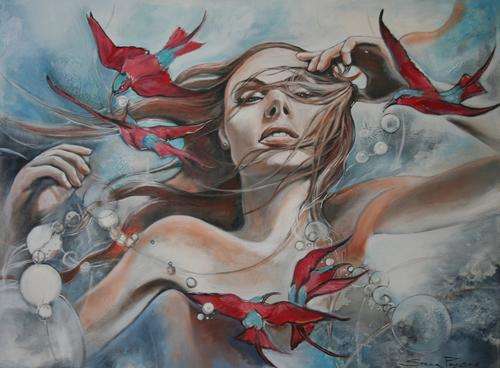 Excellent - Original Stella Pelser (1970-) "The Journey" 800 x 600 mm, on Canvas frame, hung as is