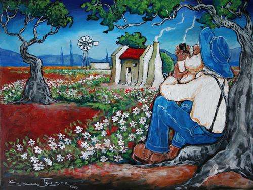 Original Stella Pelser(1970) - "Boland - Rustig op my Plaasie" 400 x 300 x 6mm