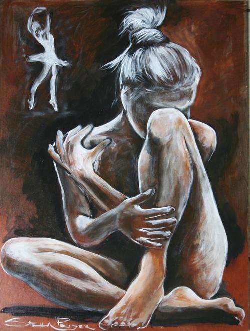 Beautiful!!!* Original Stella Pelser(1970) - Figure Study of a Ballerina"- 400 x 300 x 6mm