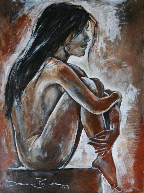 Beautiful!!!* Original Stella Pelser(1970) - Figure Study - "A Quiet Moment"- 400 x 300 x 6mm