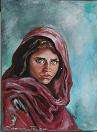 MUST SEE !!! - "Afghan Girl" - Acrylic on Canvas - 400 x 300 x 50 - by Stella Pelser