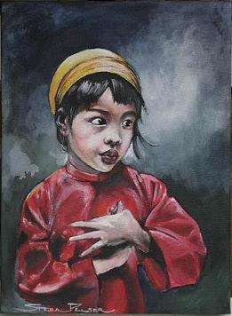 Must see!!! Orginal Painting - By Stella Pelser " The Little Vietnamese Girl" 300 x 400 x 45