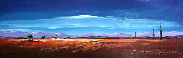 Original painting by Stella Pelser - "Karoo Landscape 02" - 475 x 150