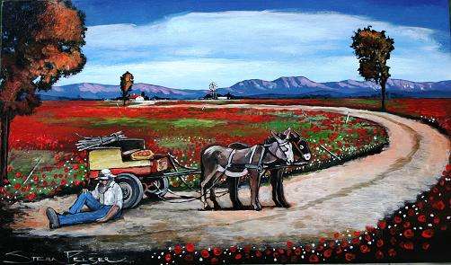 Original painting by Stella Pelser - "Blaaskans in die Boland" -  527 x 307
