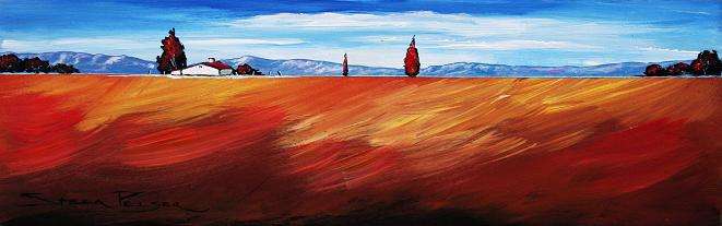 Original painting by Stella Pelser - "Boland Landscape 01" - 475 x 150