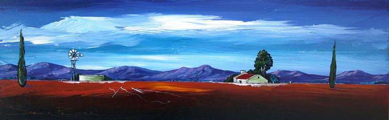 Original painting by Stella Pelser - "Overberg Plaas-Opstal 02" - 475 x 150