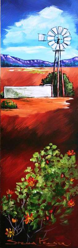 Original painting by Stella Pelser - "Windpomp in die Boland 01" - 475 x 150