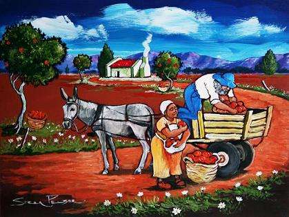 Original painting by Stella Pelser -"Vrugte tyd in die Boland 03" 400 x300