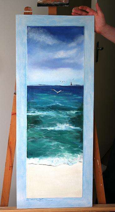 Original  Stella Pelser "Seascape with lighthouse"  960 x 385mm