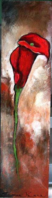 Original painting by Stella Pelser - "Red Arum Lilly 04" - 385 x100