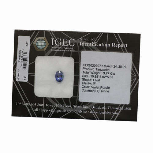 Certified !  Sealed Top Top Investment 3.77 ct Tanzanite