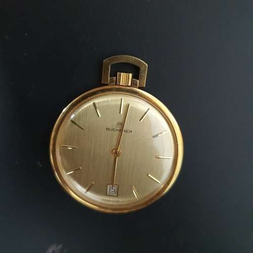 18 CARAT SOLID GOLD BUCHERER GENTS POCKET WATCH 37MM 910 CONDITION VALUED AT R33,500