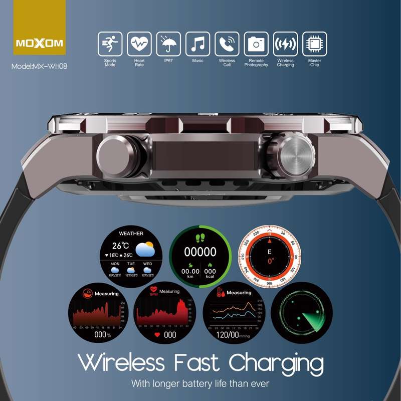 Moxom MX-WH08 High Quality IP67 Heart Rate Music Sports Wireless Call Smart Watch