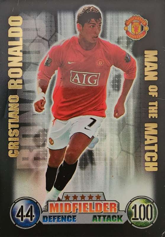 Match Attax 2007/2008 collector`s binder including Cristiano Ronaldo Man of the match card