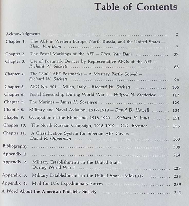 The Postal History of the AEF 1917-1923 by War Cover club