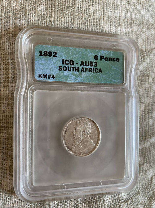  # Graded ZAR 1892 6p # 