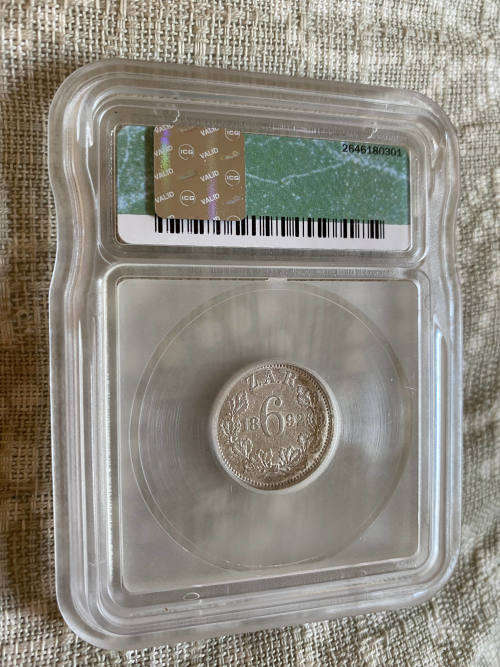  # Graded ZAR 1892 6p # 
