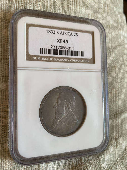  # Graded ZAR 1892 2 Shillings # 