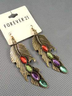 Leaves long feather Dangle Drop Charm big earrings