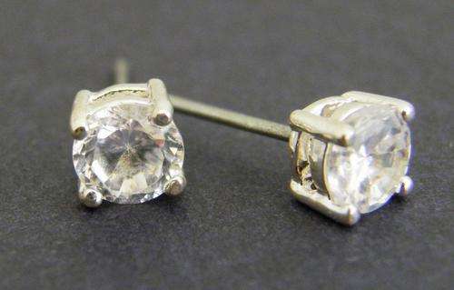 Stylish Silvery Zircon Earrings Studs