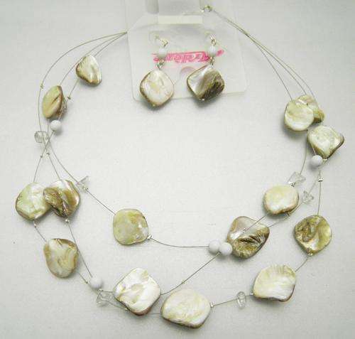 fashion sea shell multilayer necklace&earrings set