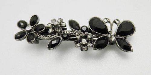 [20%DISCOUNT NOW R28]fashion black flower rhinestone hair clip