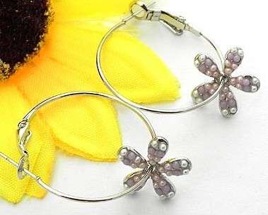 color flower loop earrings