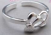 fashion 925 silver love heart adjustable rings