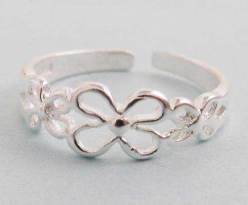 fashion 925 silver plated three hollow out flowers adjustable rings