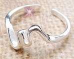 fashion 925 silver water wave adjustable rings