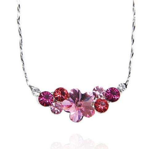 fashion red pink flower CZ nacklace
