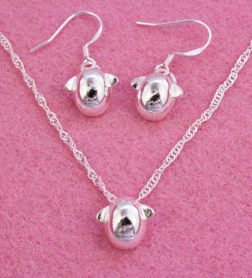 SPECIAL Fashion Silver Cherub Earrings&Necklace SET