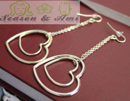 fashion two heart dangle earrings