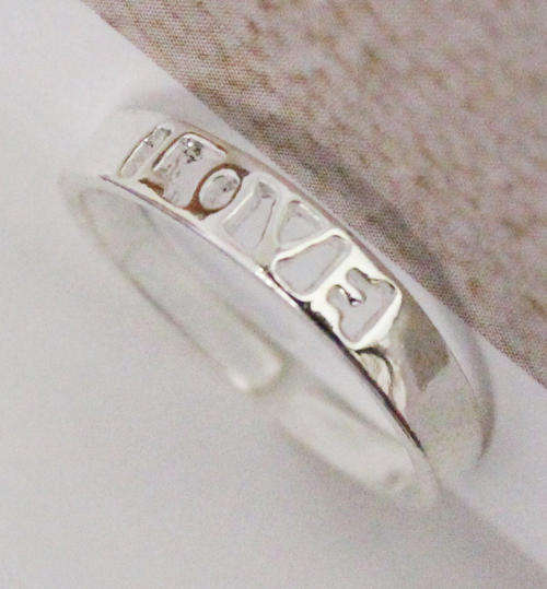 fashion 925 silver love word hollow out adjustable rings