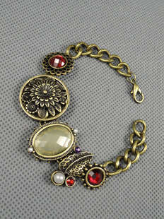 vintage style bronze red rhinestone bracelet
