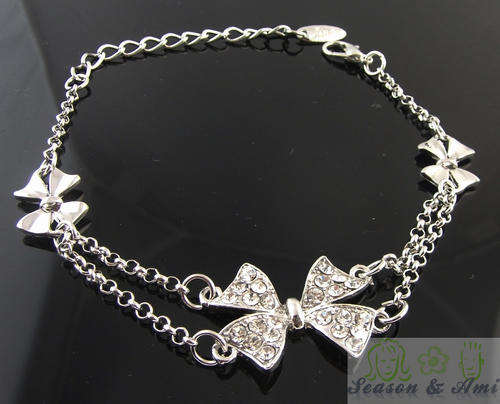 NEW fashion white rhinestone bowknot bracelet